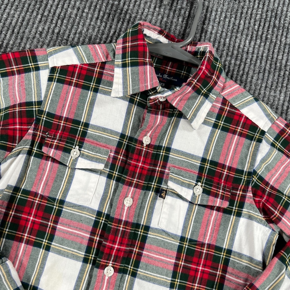 Brooks Brothers Shirt Boys XS Extra Small Red Plaid Long Sleeve Button Up